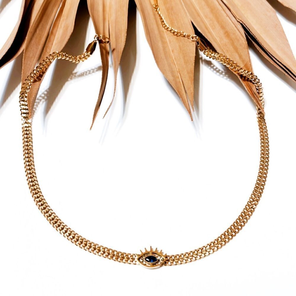 Gold evil eye necklace #843